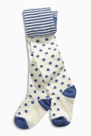 Blue Patchwork and Spot Tights Three Pack (0mths-6yrs)